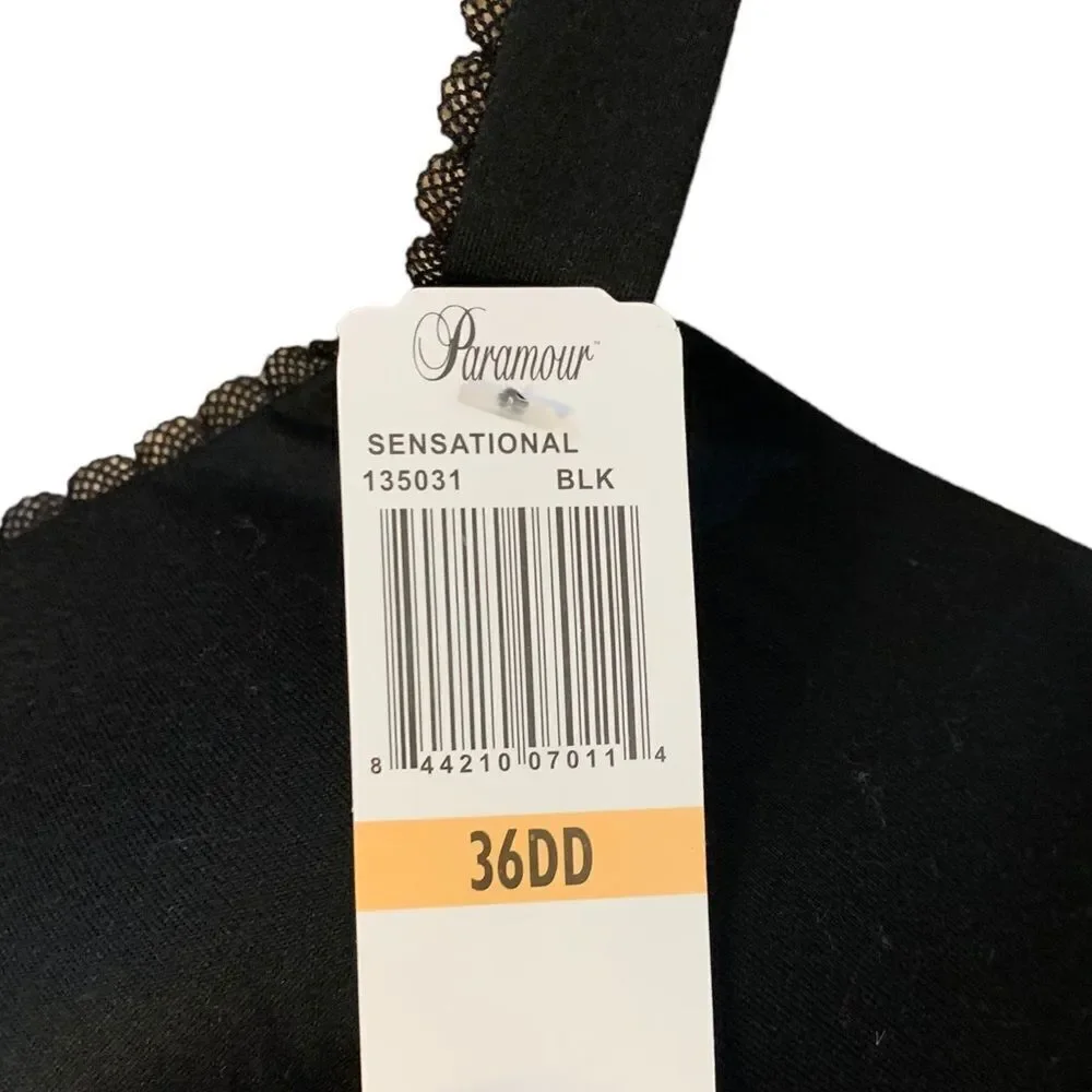 Paramour Women’s Sensational Convertible T-Shirt Bra Black Size 36DD NWT